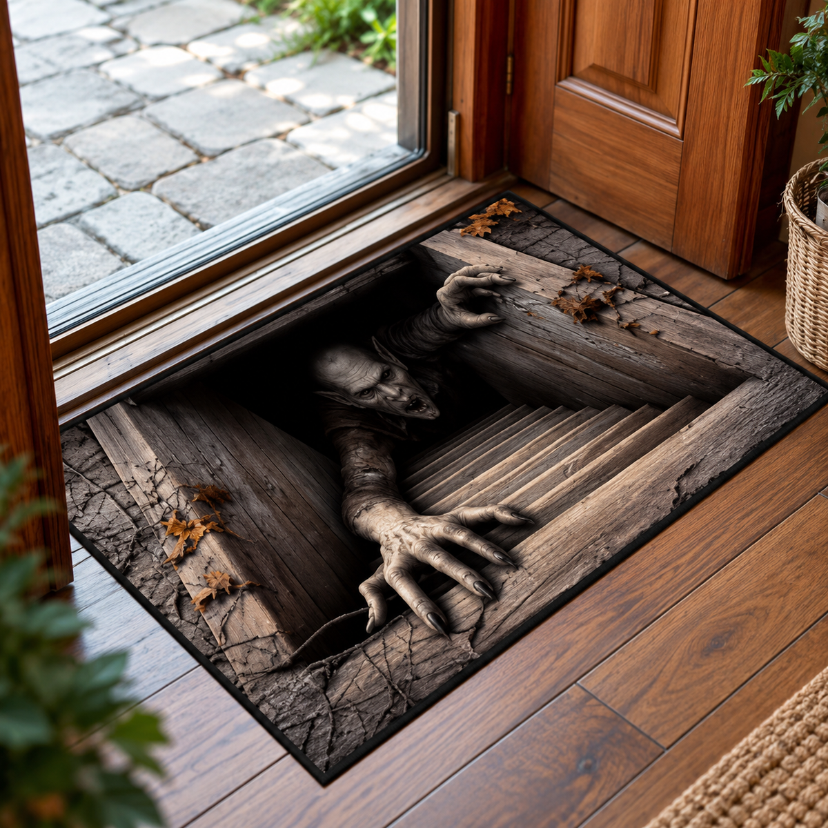 Optical Illusion Vortex & Trapdoor Doormat – Non-Slip Flannel Floor Mat 🌀