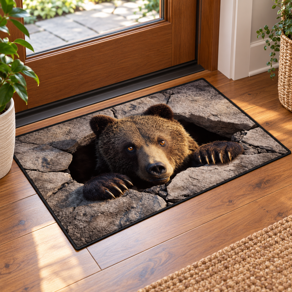 Optical Illusion Vortex & Trapdoor Doormat – Non-Slip Flannel Floor Mat 🌀