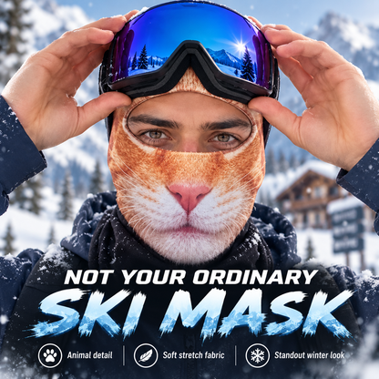 🔥🐱3D Realistic Animal Head Mask for Skiing, Cycling & Costume Parties