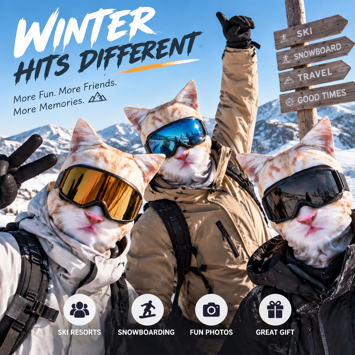 🔥🐱3D Realistic Animal Head Mask for Skiing, Cycling & Costume Parties