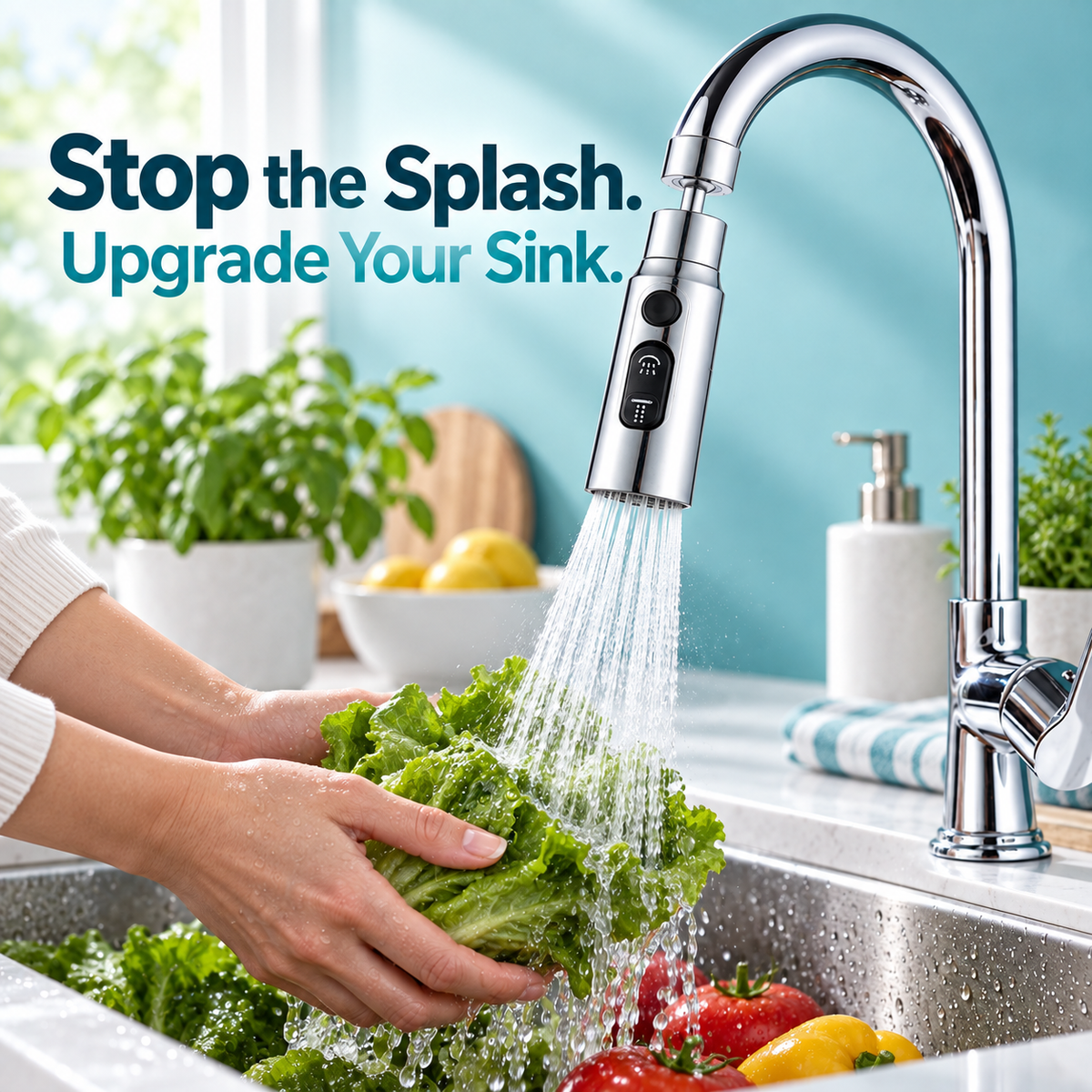 💧 360° Rotating Anti-Splash Universal Faucet Sprayer Head