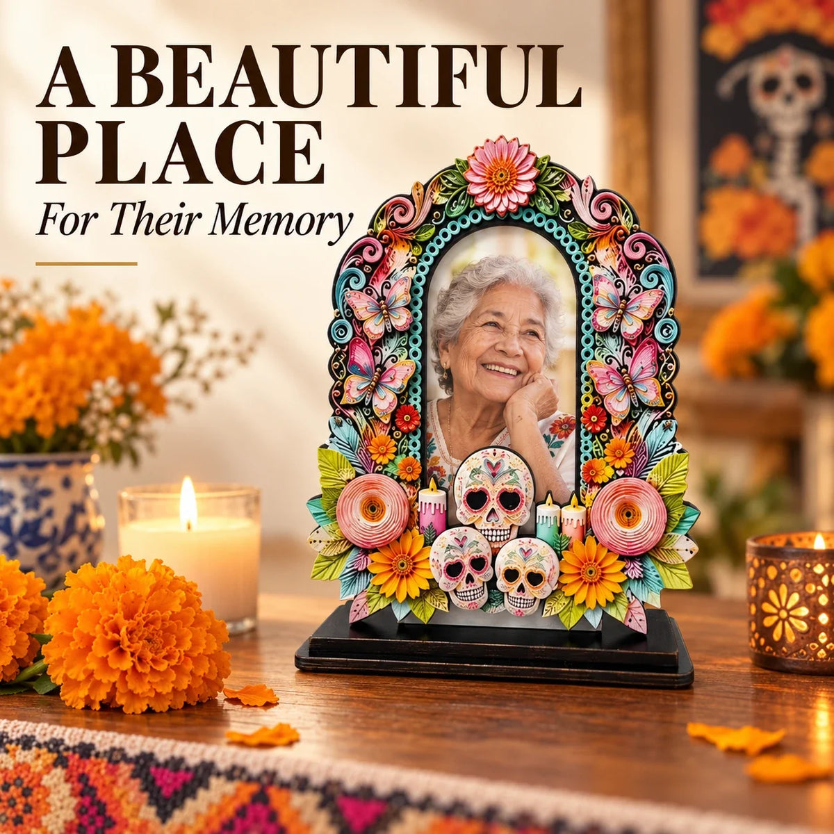 Día de los Muertos Memorial Photo Frame | Ofrenda Display