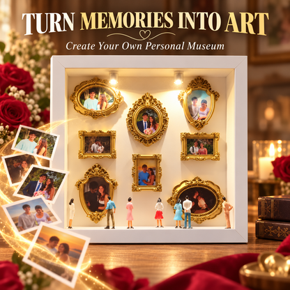 ✨ Personalized Shadow Box Photo Display with Elegant Vintage Gold Frames