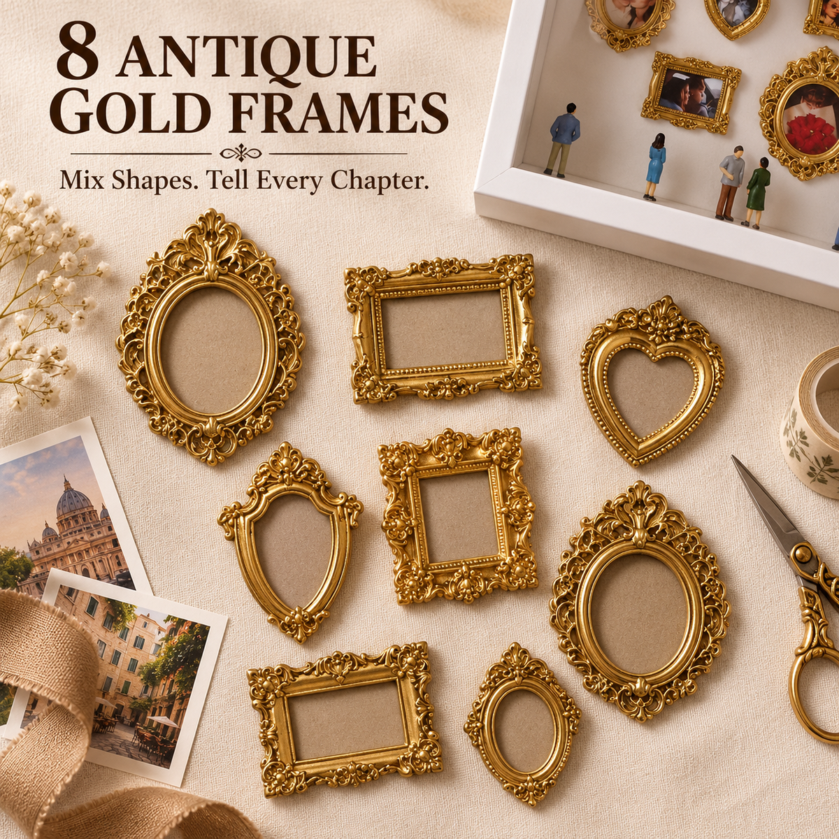 ✨ Personalized Shadow Box Photo Display with Elegant Vintage Gold Frames