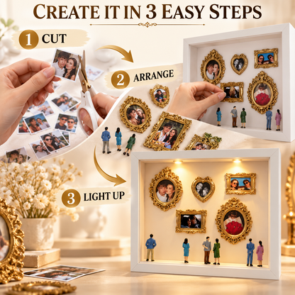 ✨ Personalized Shadow Box Photo Display with Elegant Vintage Gold Frames