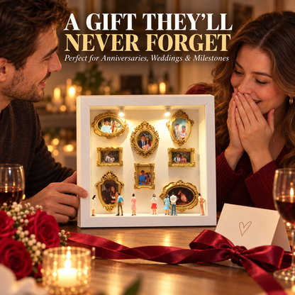 ✨ Personalized Shadow Box Photo Display with Elegant Vintage Gold Frames