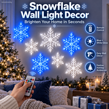 ❄️ LED Snowflake Wall Lights  – Blue & White Christmas Holiday Decor