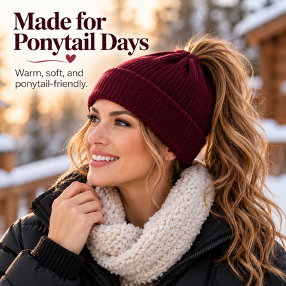 ✨2-in-1-ponytail-beanie-hat-hidden – Hidden Magnetic Closure, No-Zip Winter Knit Hat ❄️