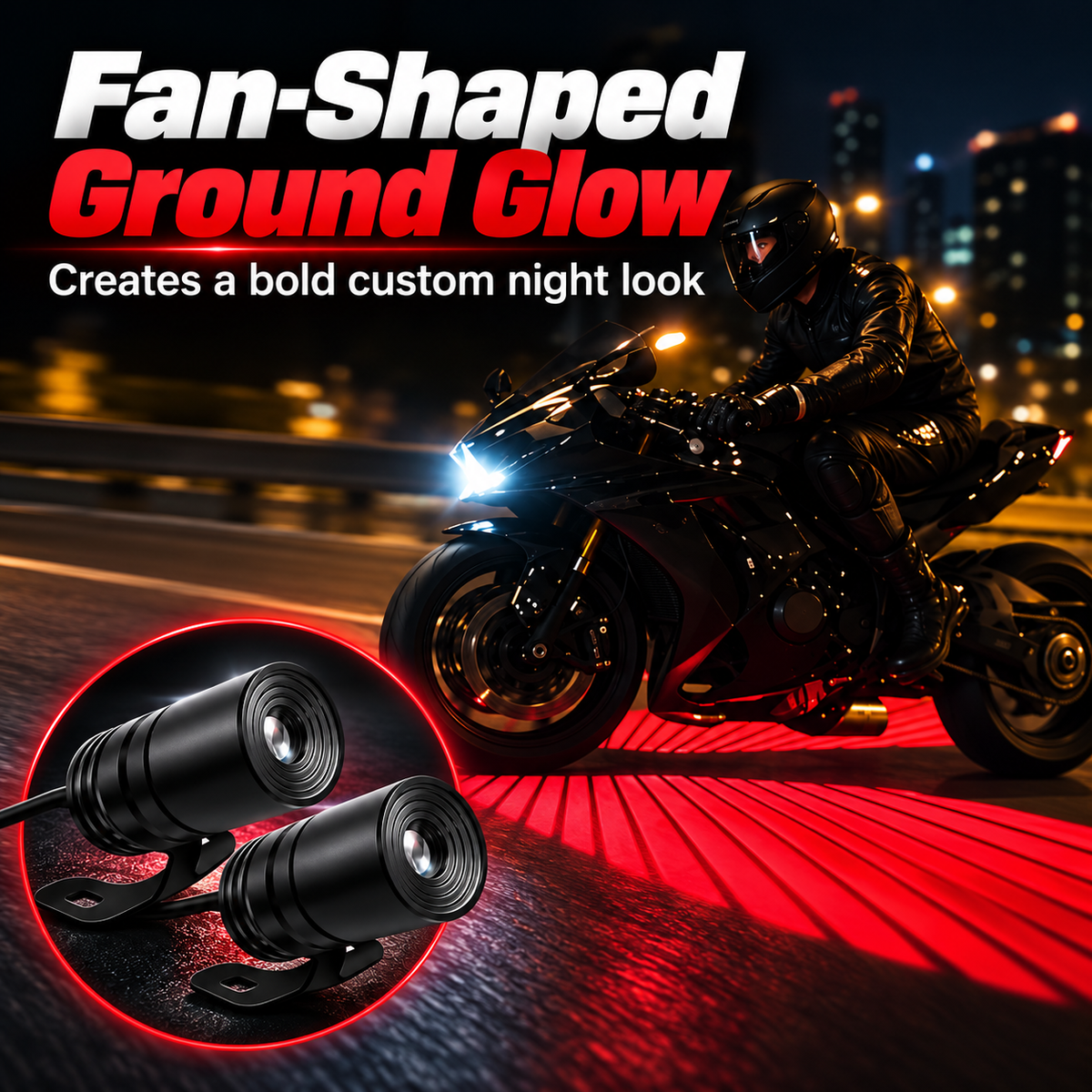 🏍️ Dual Motorcycle Laser Projector Lights – 3-Color Ground Projection Kit for a Bold Custom Look ✨