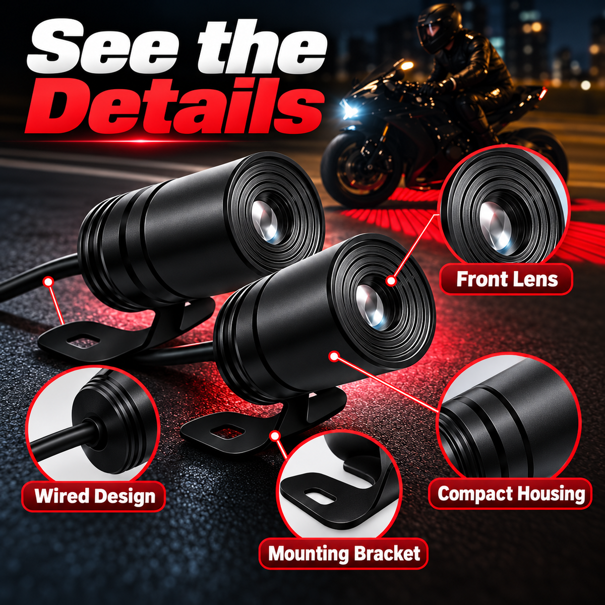 🏍️ Dual Motorcycle Laser Projector Lights – 3-Color Ground Projection Kit for a Bold Custom Look ✨