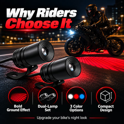 🏍️ Dual Motorcycle Laser Projector Lights – 3-Color Ground Projection Kit for a Bold Custom Look ✨