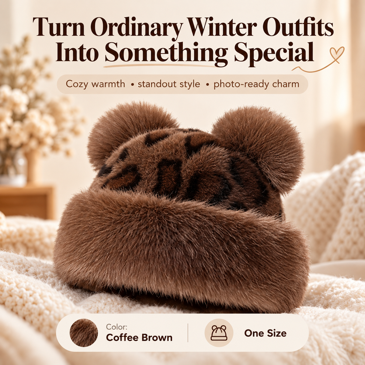 🧸 Retro Plush Winter Hat – Cozy Cold-Weather Style with Vintage Charm ❄️