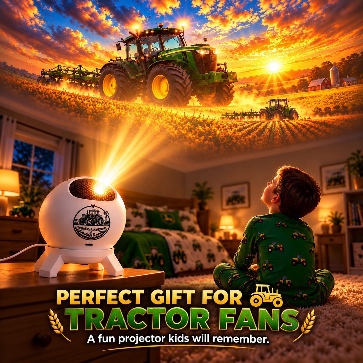 🚜 Kids Tractor Night Light Projector 🌾 Bedtime Farm Adventure ✨