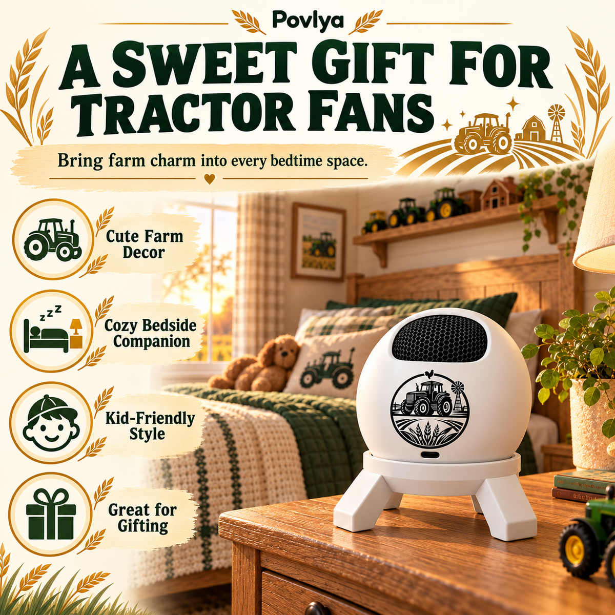 🚜 Kids Tractor Night Light Projector 🌾 Bedtime Farm Adventure ✨