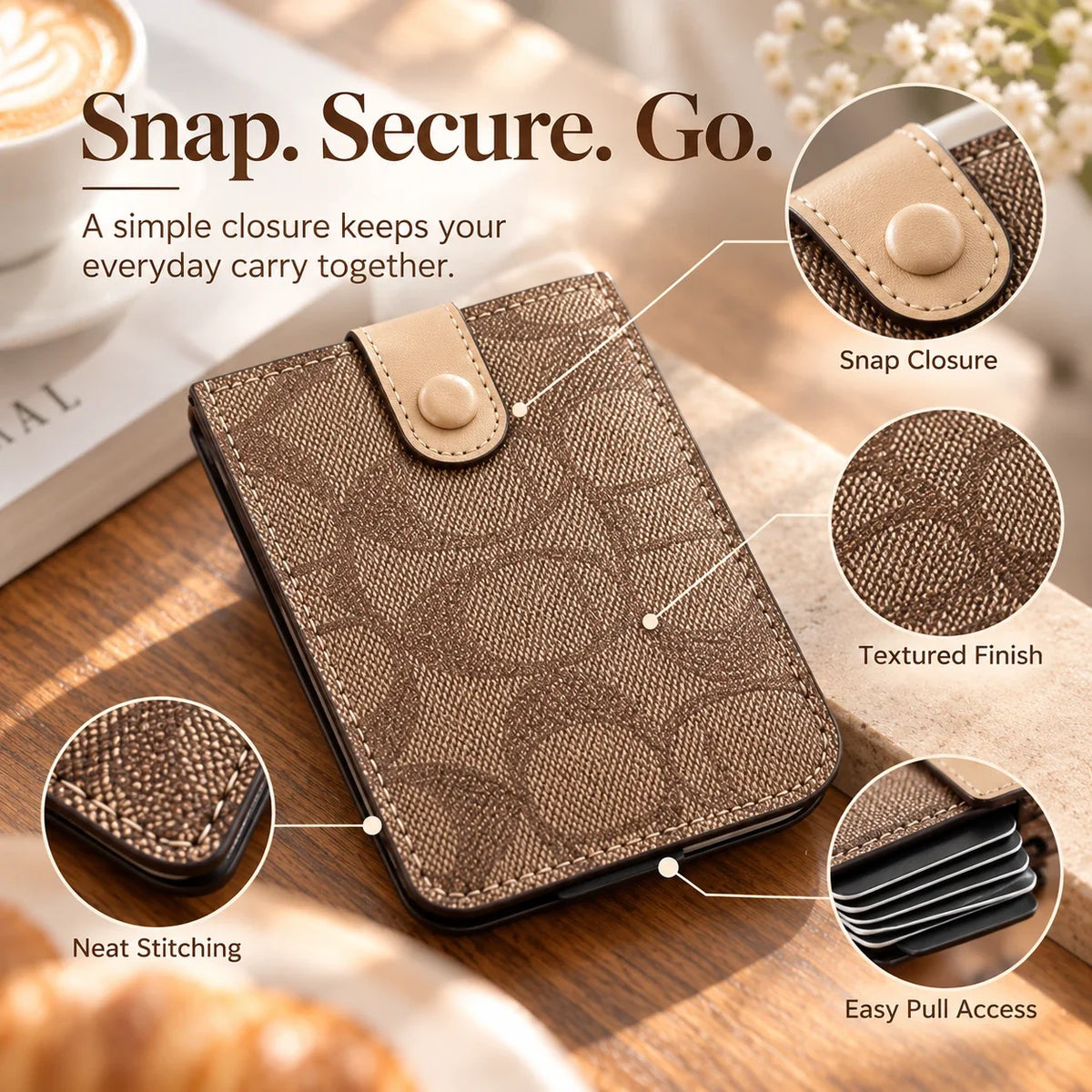 Slim Snap Card Holder Wallet | Compact Everyday Carry