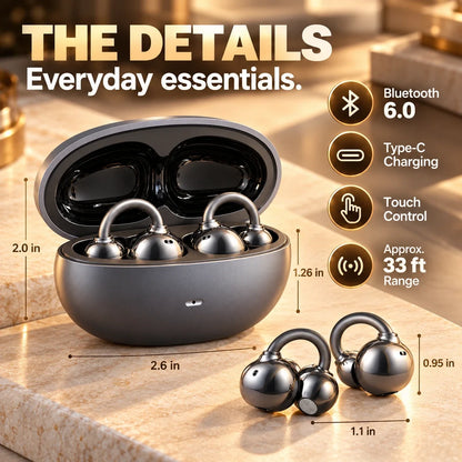 Open-Ear Clip Earbuds 🎧 Comfortable Fit & Bluetooth 6.0 | ZavrlyNia