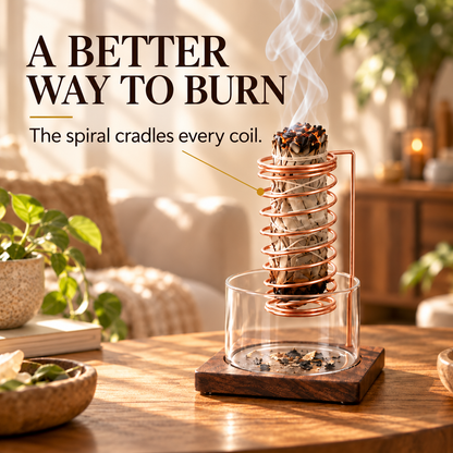 🌿 Wooden Glass Wormwood & Incense Burner