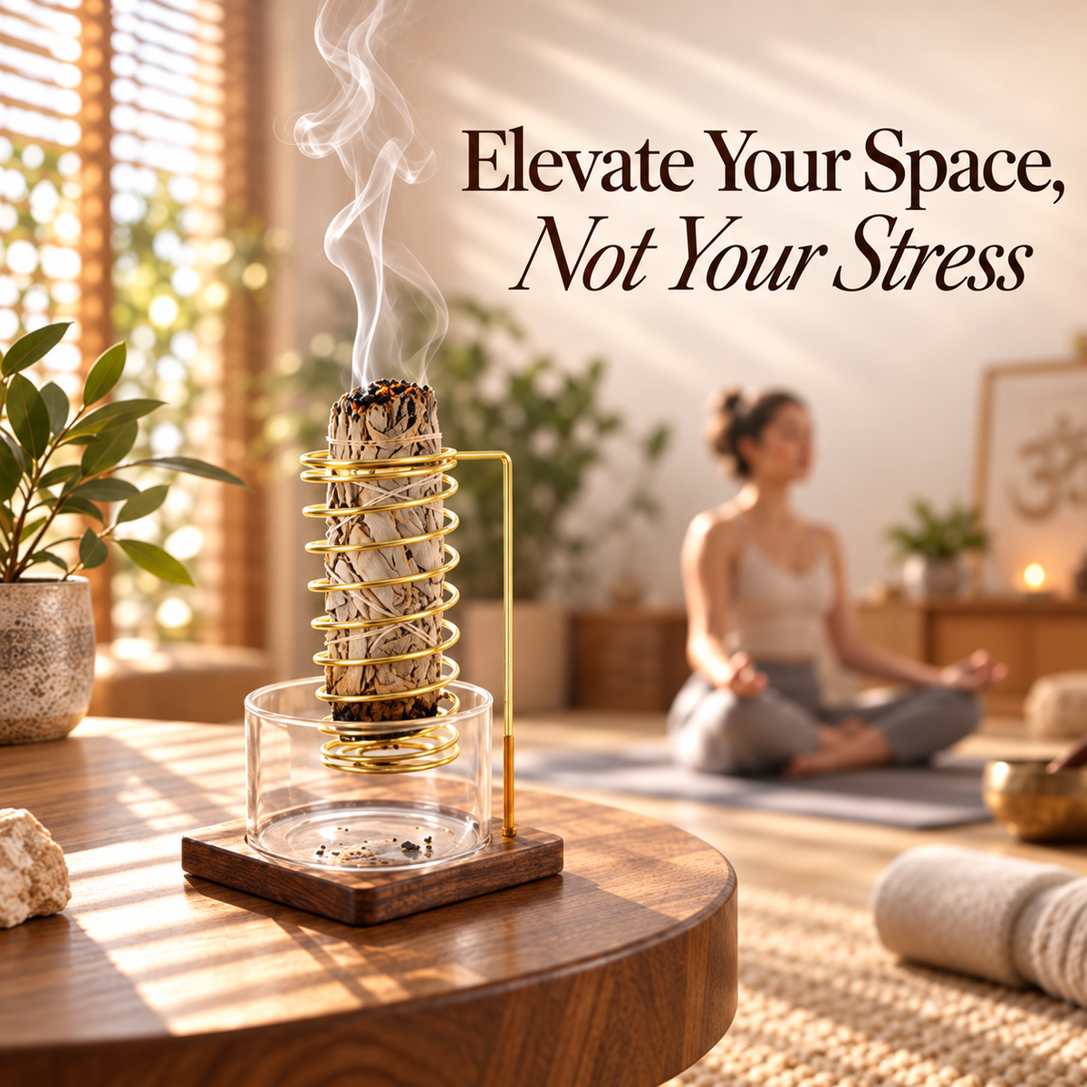 🌿 Wooden Glass Wormwood & Incense Burner