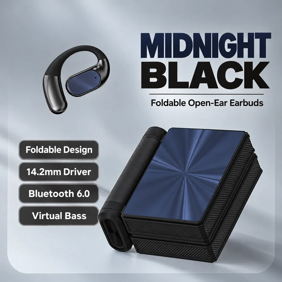 Foldable Open-Ear Earbuds | Comfortable Ear-Hook Fit & Bluetooth 6.0