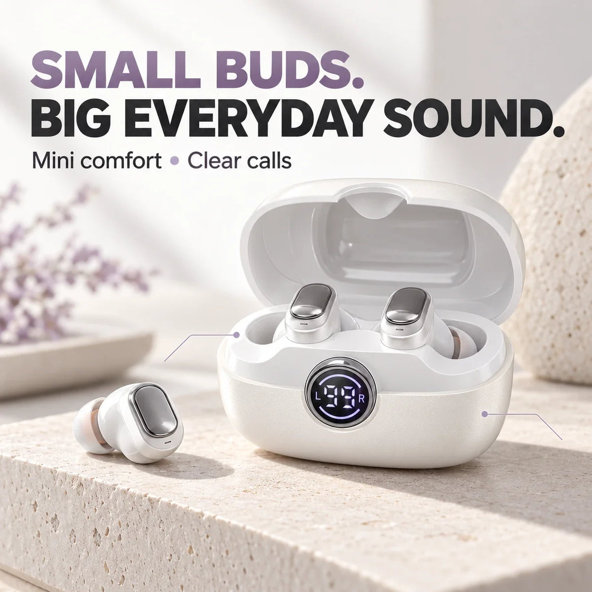 🎧 Small Buds, Big Everyday Sound | MS105 Wireless Earbuds with Clear Calls & Bluetooth 6.0