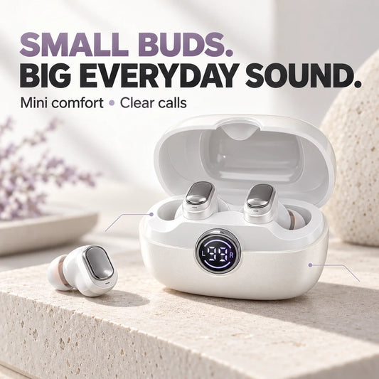 🎧 Small Buds, Big Everyday Sound | MS105 Wireless Earbuds with Clear Calls & Bluetooth 6.0