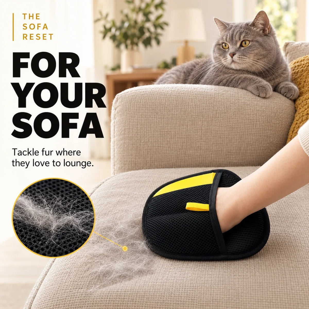 Reusable Pet Hair Remover Mitt 🐾 Quick Fur Cleanup for Sofas