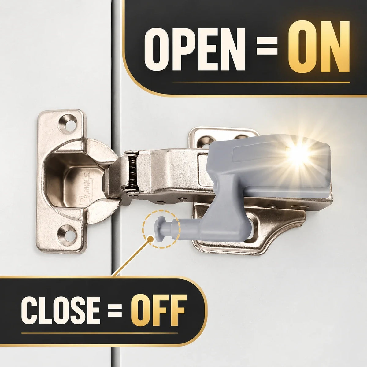 ✨ Open & Glow | Automatic 3-LED Cabinet Hinge Light