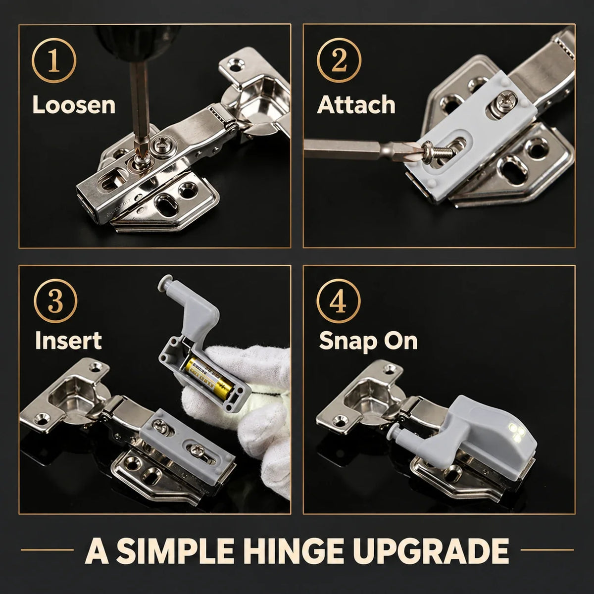 ✨ Open & Glow | Automatic 3-LED Cabinet Hinge Light