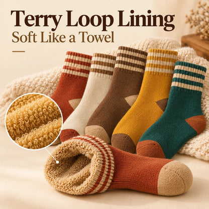 🧦 Cozy Terry Striped Winter Socks — Warm & Soft