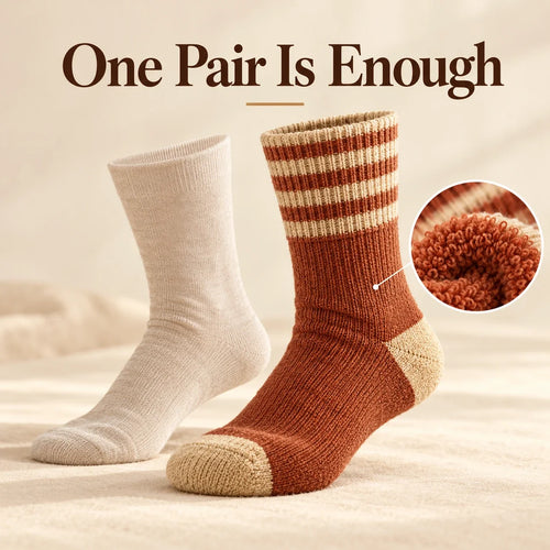 🧦 Cozy Terry Striped Winter Socks — Warm & Soft