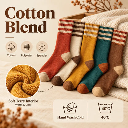 🧦 Cozy Terry Striped Winter Socks — Warm & Soft
