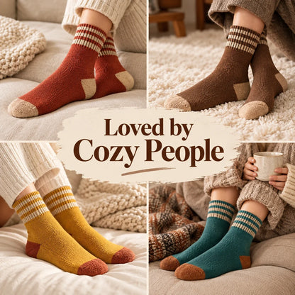 🧦 Cozy Terry Striped Winter Socks — Warm & Soft