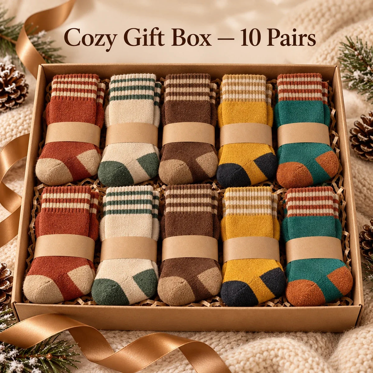 🧦 Cozy Terry Striped Winter Socks — Warm & Soft