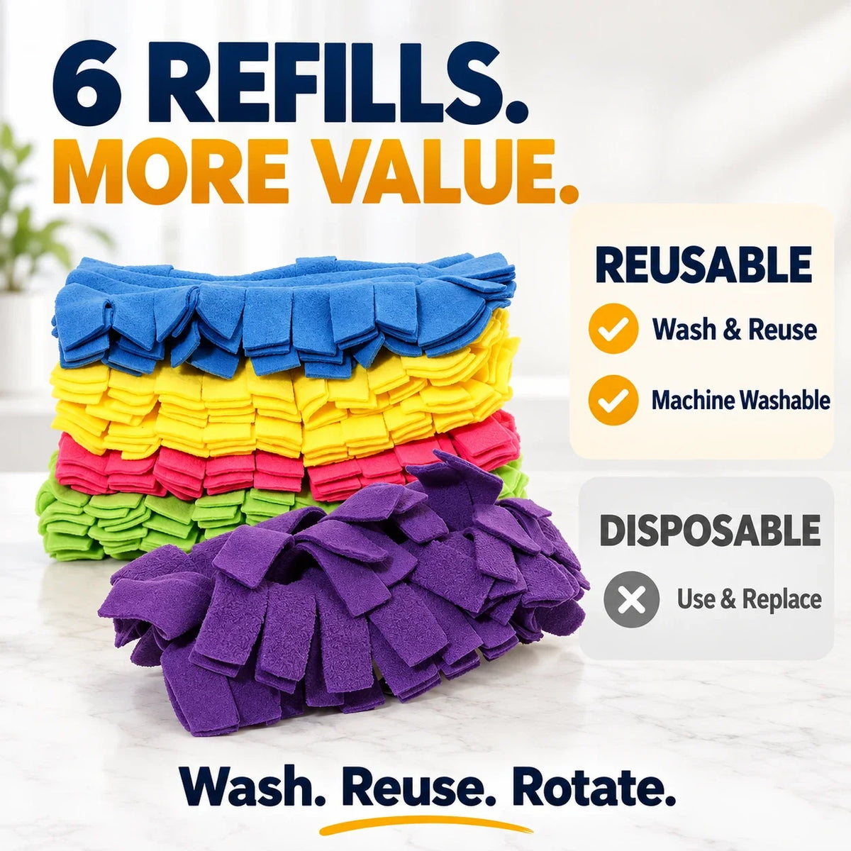 ✨ Reusable Microfiber Duster Refills, 6-Pack | Wash & Reuse