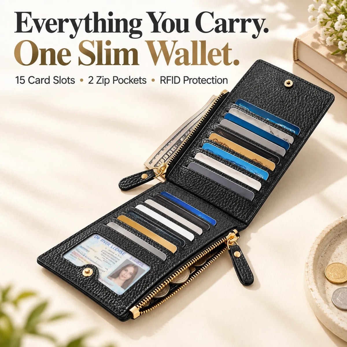 RFID Long Wallet ✨ Organize More with 15 Card Slots