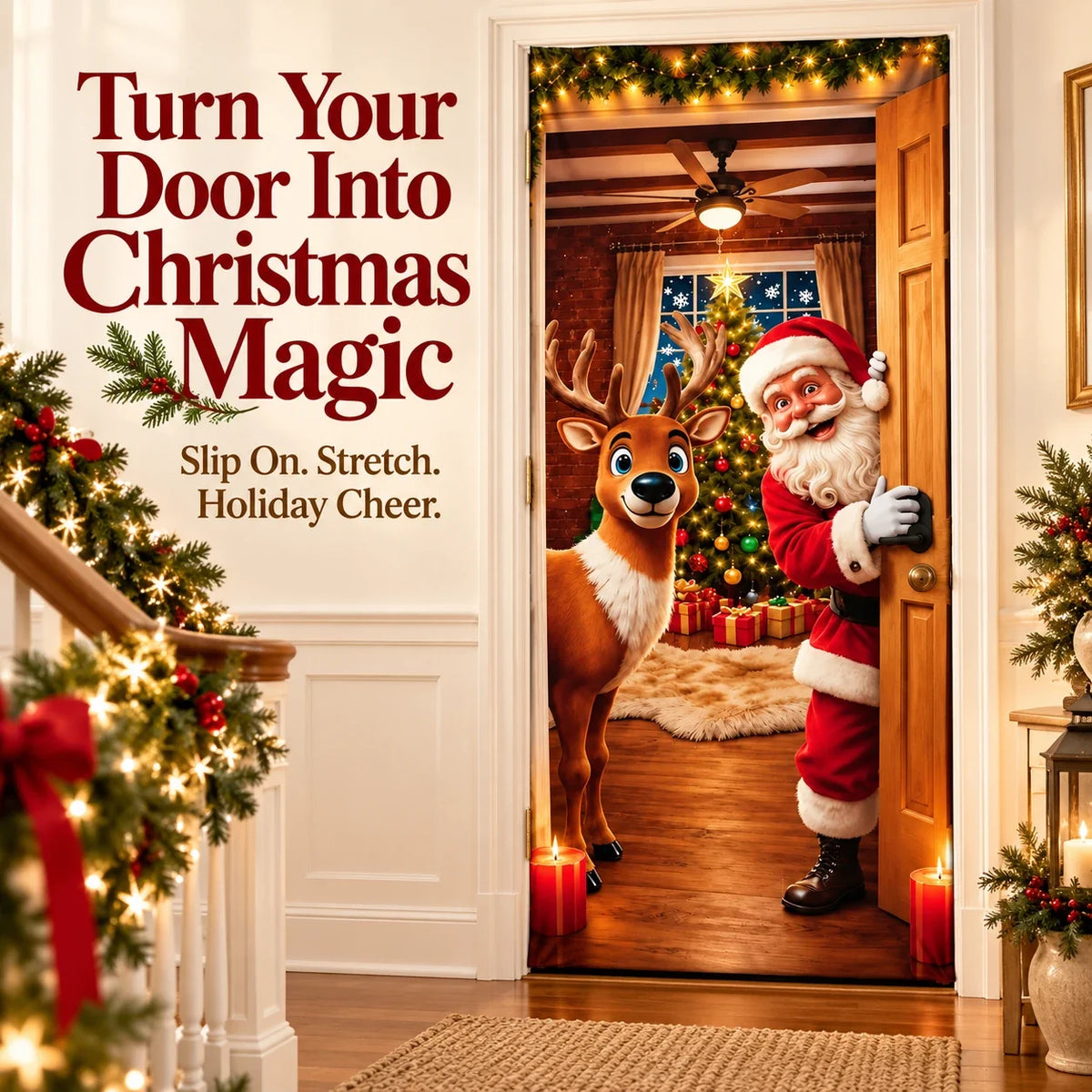 Christmas Door Cover 🎄 Instant Holiday Makeover