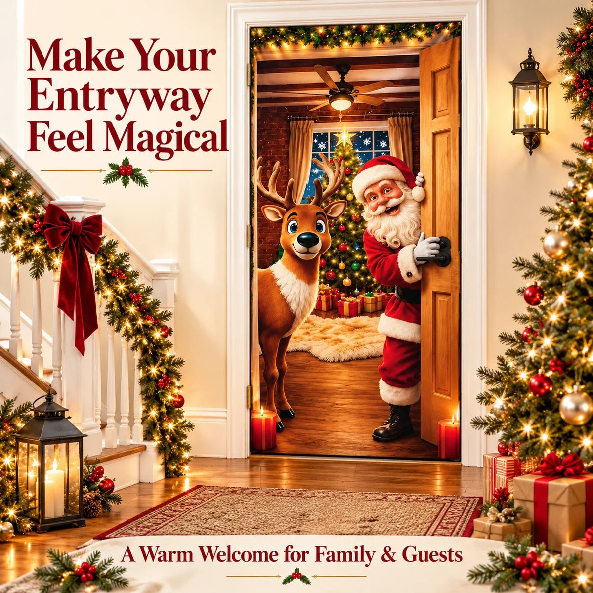 Christmas Door Cover 🎄 Instant Holiday Makeover