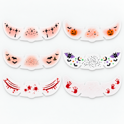 🕷️ 6-Pack Halloween Temporary Freckles & Bat Face Decals