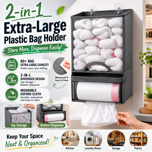 🛍️ 2-in-1 Extra-Large Plastic Bag Holder
