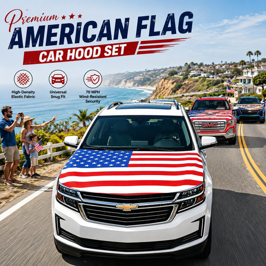 Premium American Flag Car Hood Set