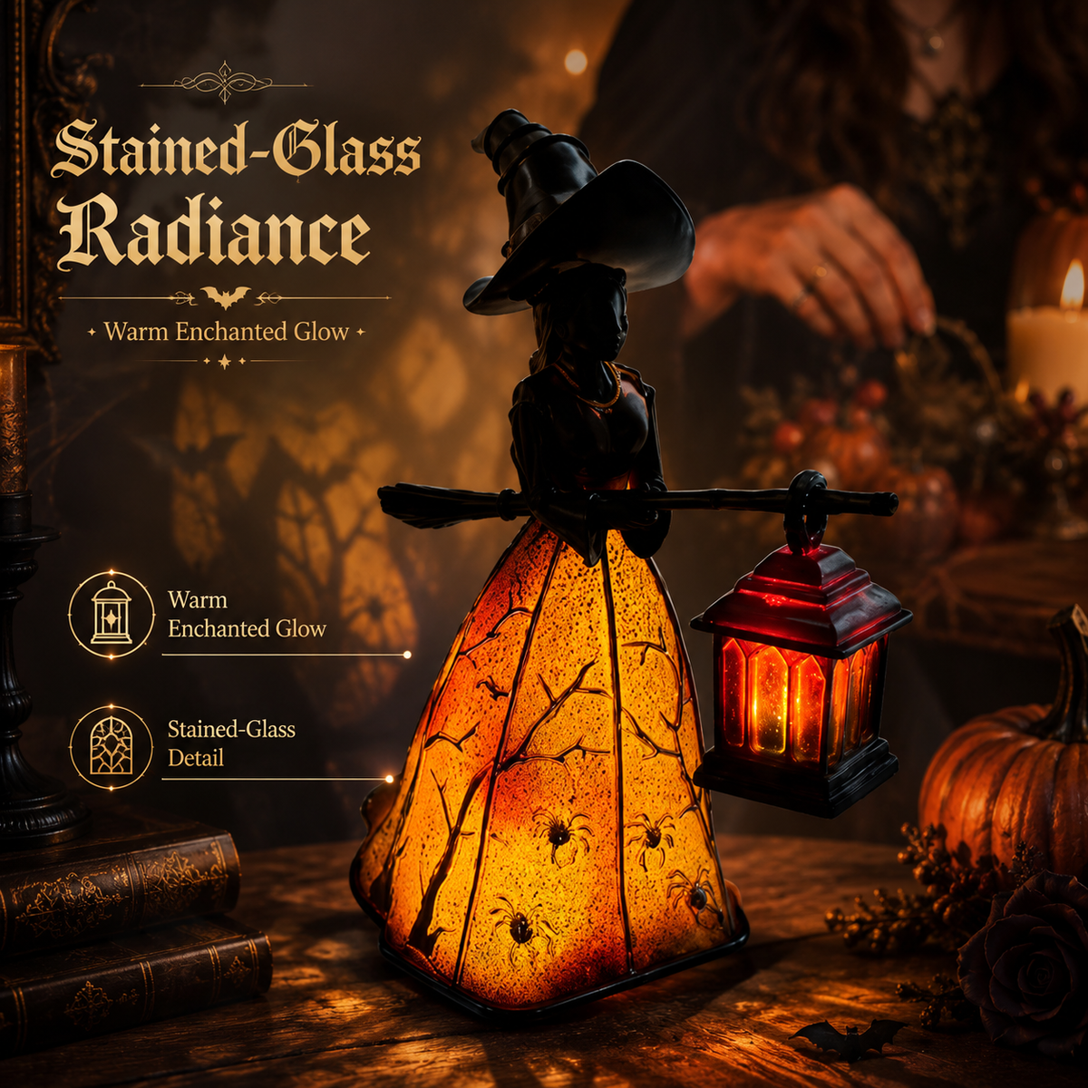 🔮 Gothic Halloween Witch Lantern Lamp