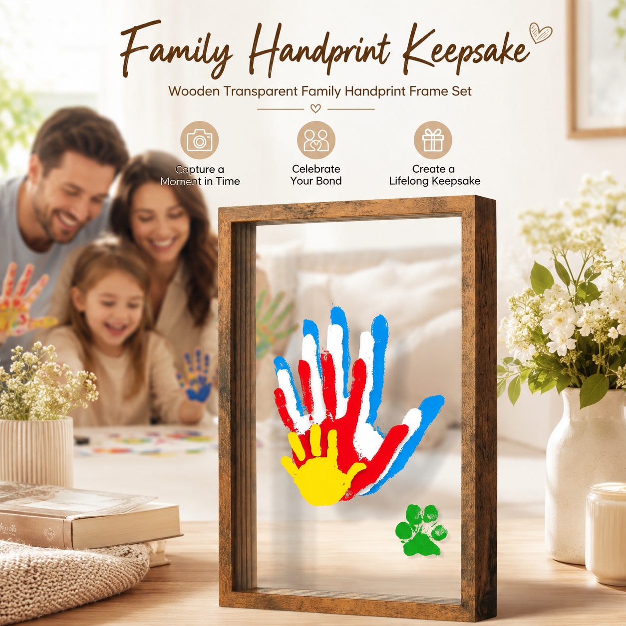 🪵 Wooden Transparent Family Handprint Frame Set
