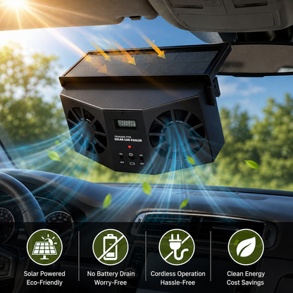 🚗 Dual-Outlet Solar Car Window Exhaust Fan