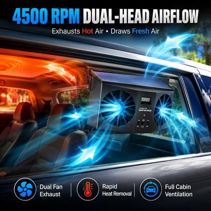 🚗 Dual-Outlet Solar Car Window Exhaust Fan