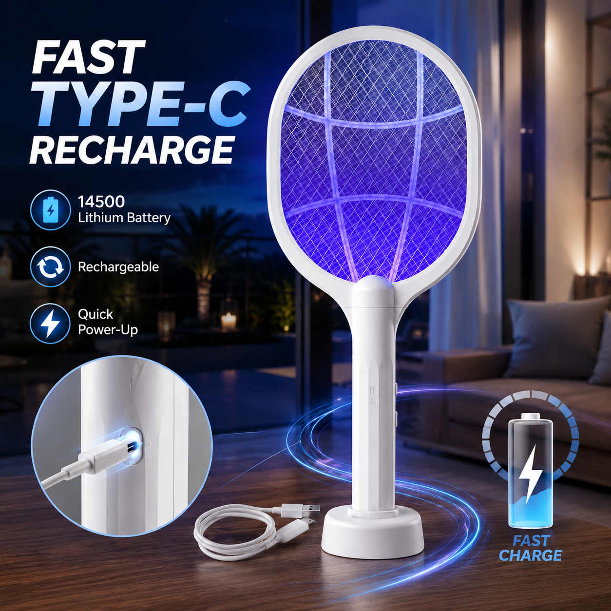 🎯 2-in-1 Electric Bug Zapper & Mosquito Swatter