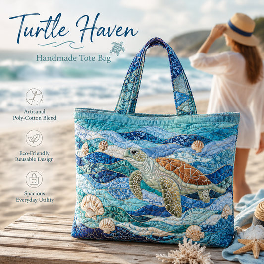 🐢 Turtle Haven Handmade Tote Bag