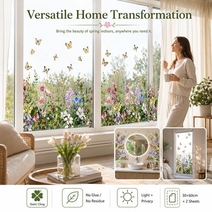 Spring Floral & Butterfly Window Stickers (2-Piece Set)