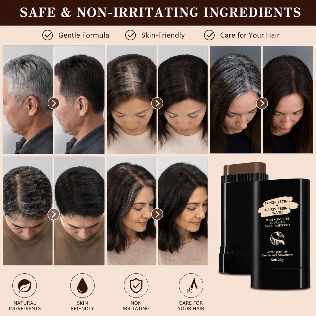 Instant Gray Hair Cover-Up Stick & Dye Comb