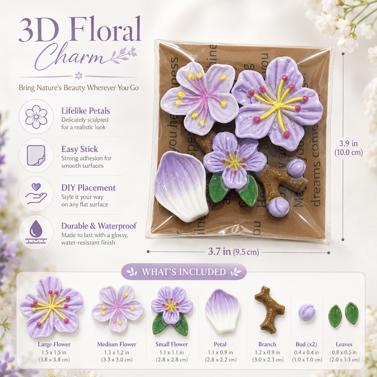 3D Blossom Branch Car Interior Ornament Set