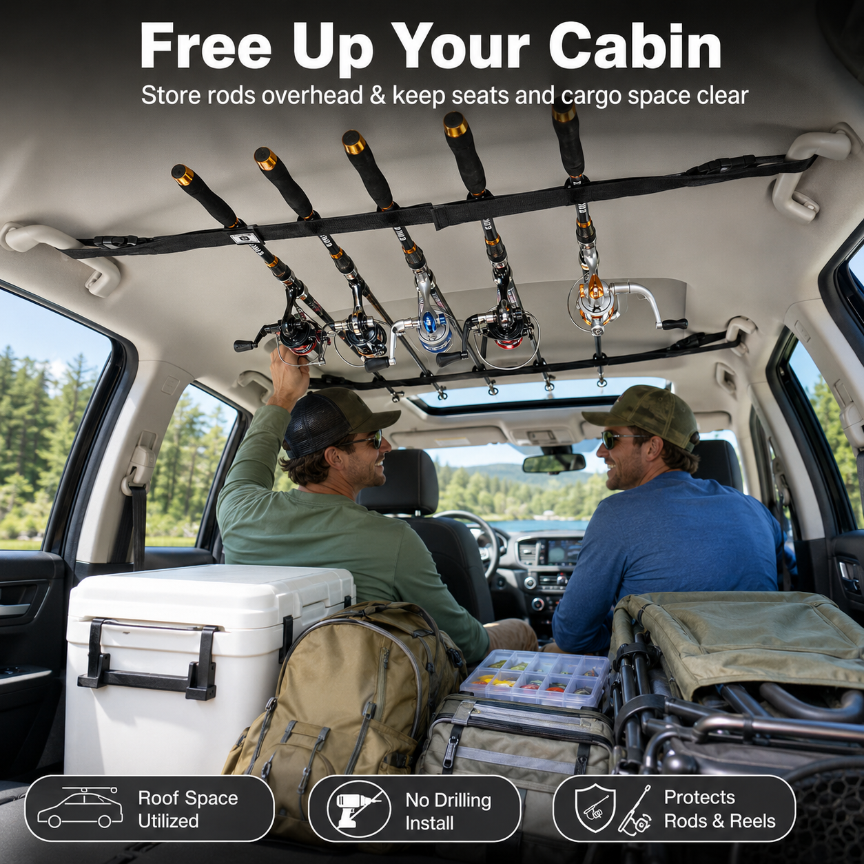 Vehicle Fishing Rod Holder Storage Straps